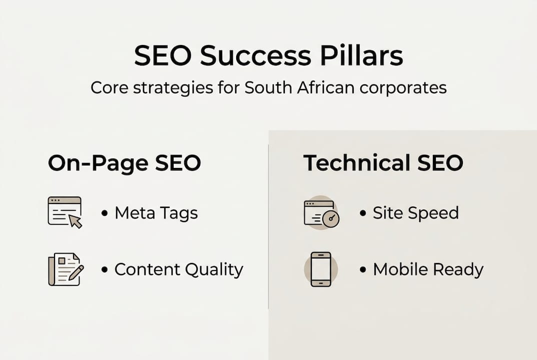 Infographic outlining pillars of corporate SEO