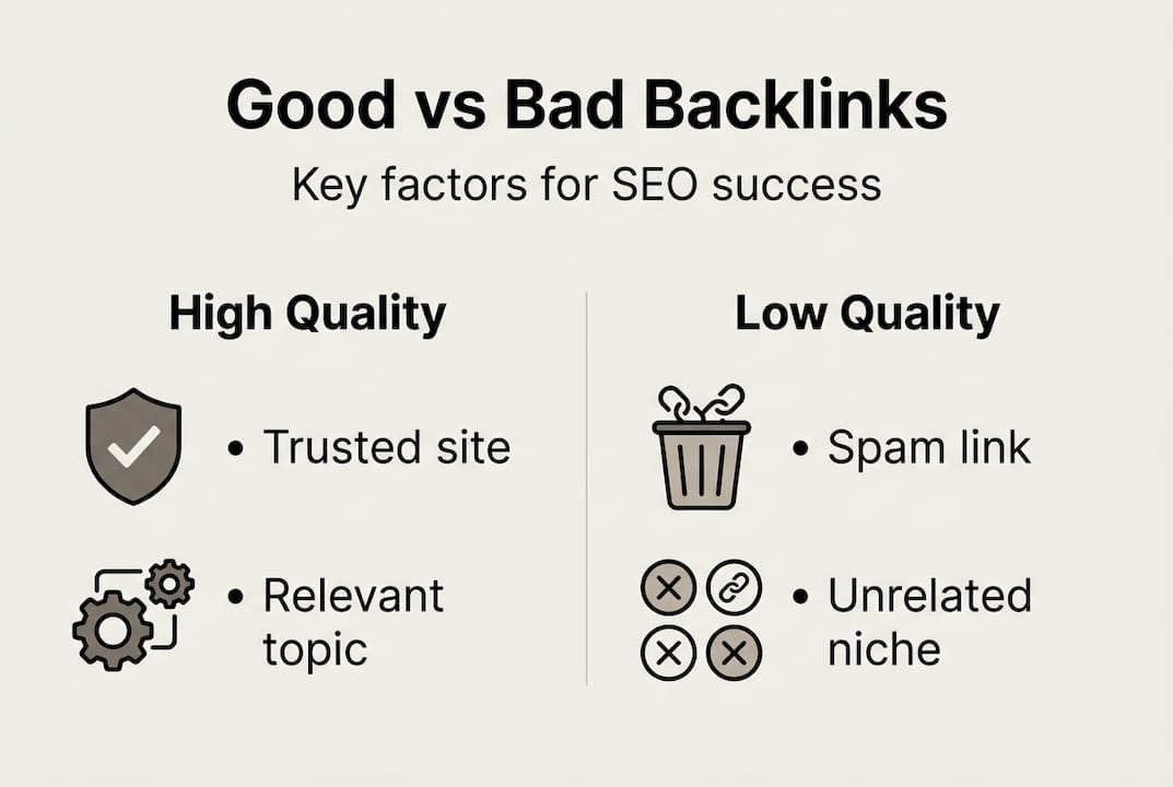 Infographic comparing good and bad backlinks
