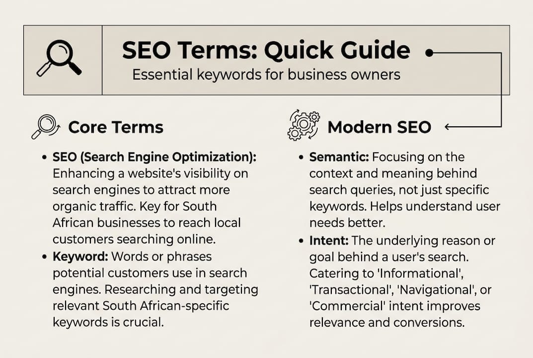 Infographic outlining core SEO terminology