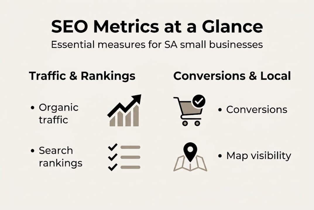 Infographic overview of key SEO metrics for SMEs