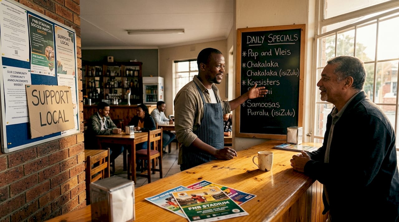 Local café owner connecting with community