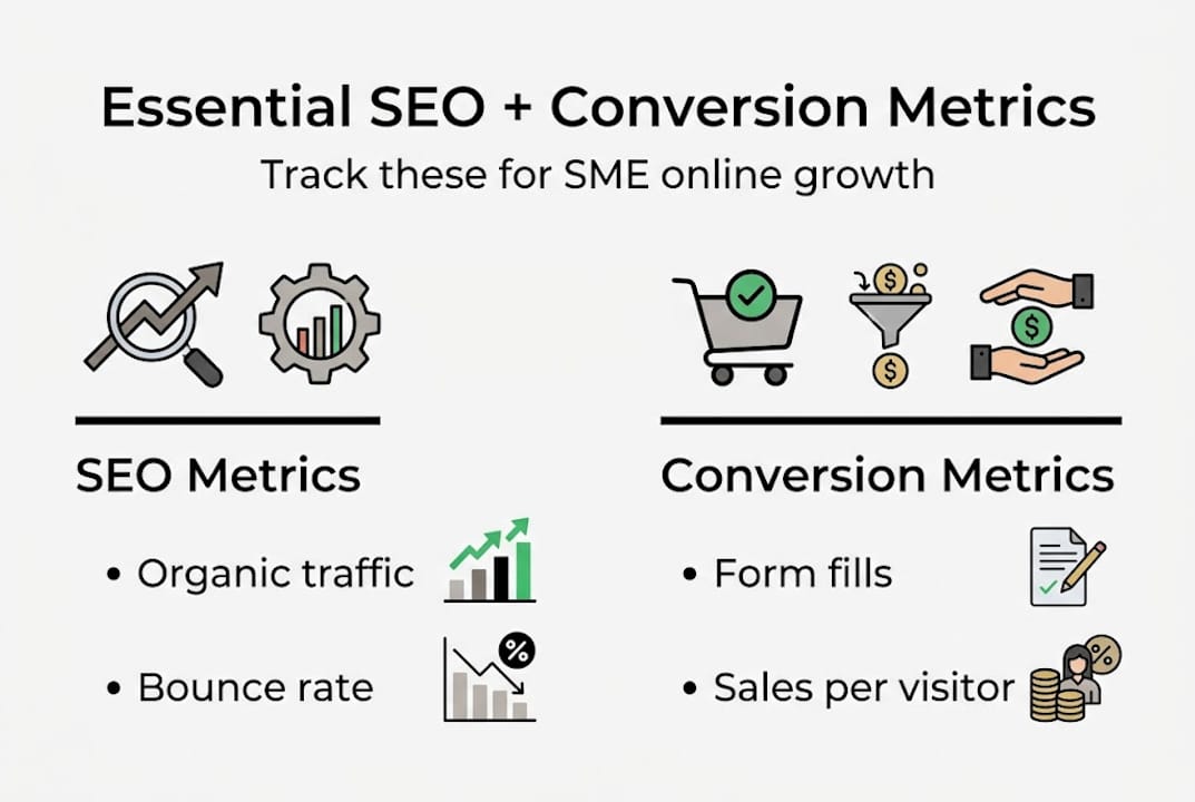 Infographic of SEO and conversion metric essentials