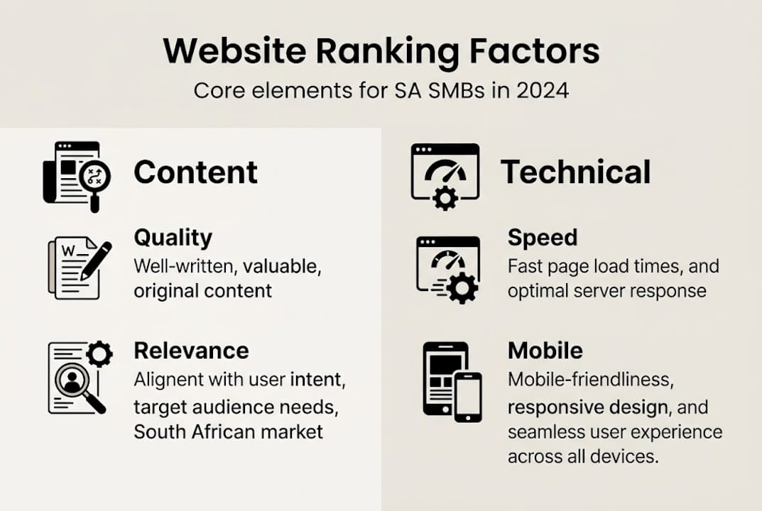 Infographic of website ranking core factors