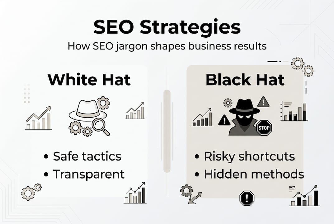 Infographic shows black hat vs white hat SEO