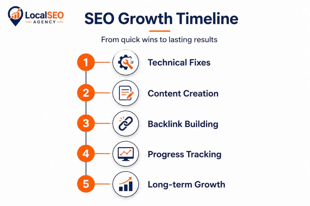 Infographic illustrating SEO growth timeline