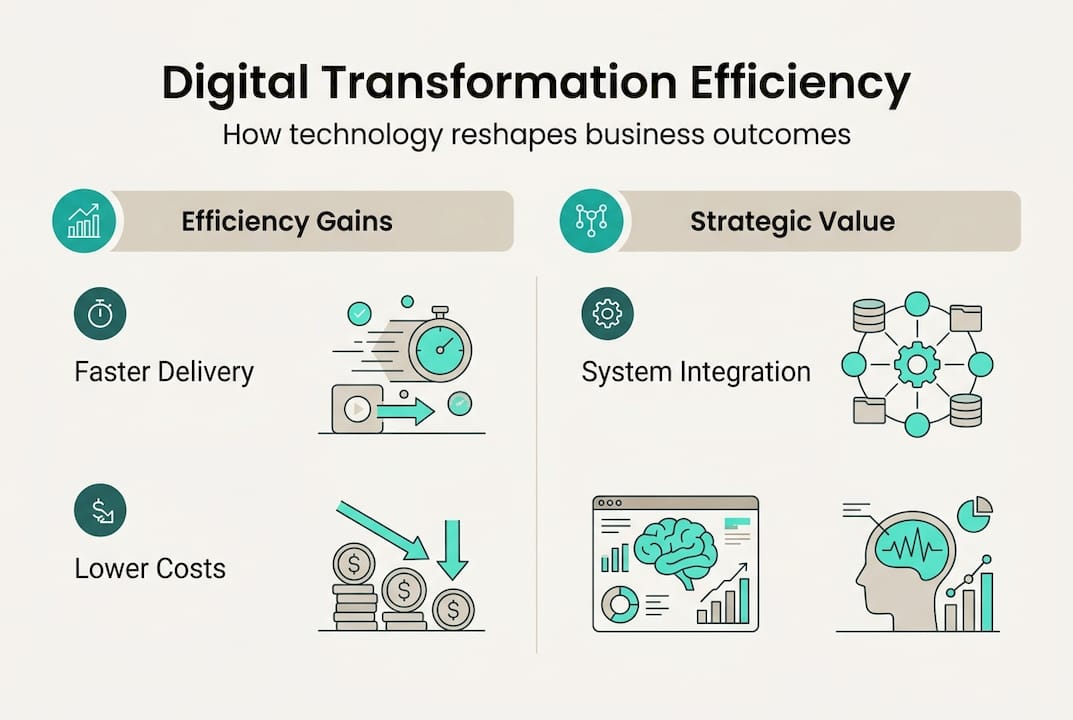 Infographic on digital transformation efficiency gains
