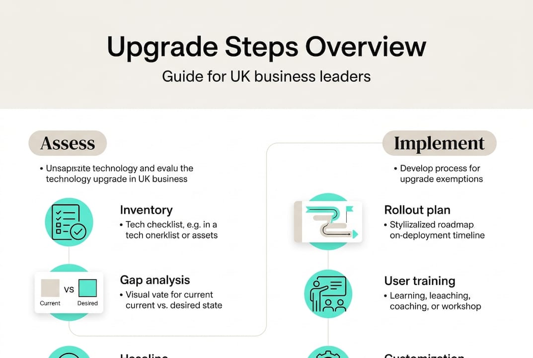 Infographic outlining tech upgrade process steps
