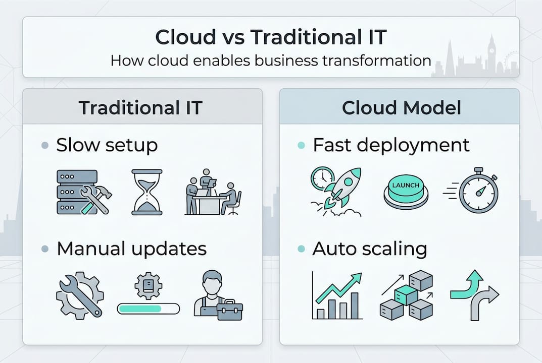Infographic comparing cloud and traditional IT