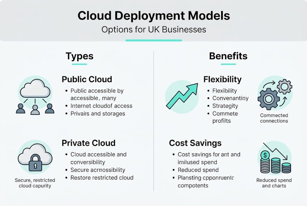 Infographic comparing cloud deployment models and benefits