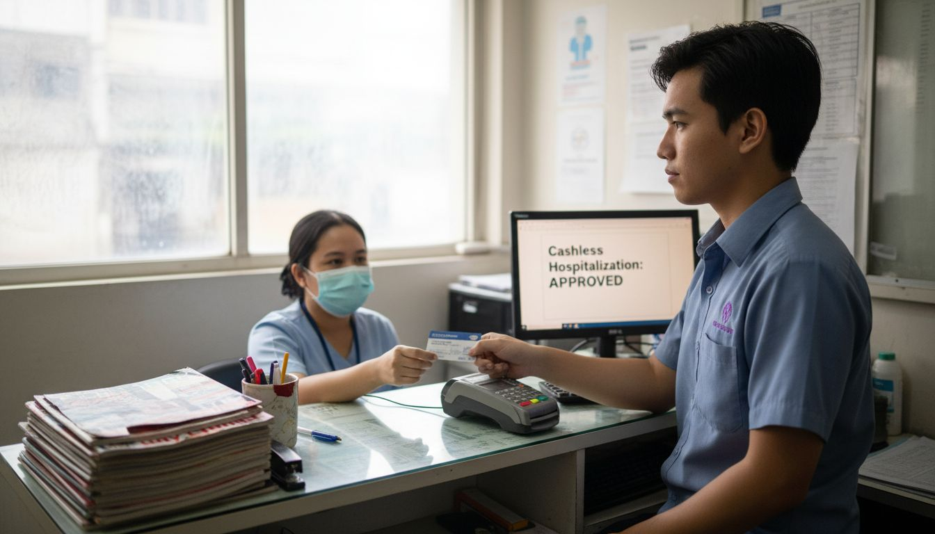 Employee presenting HMO card at clinic reception