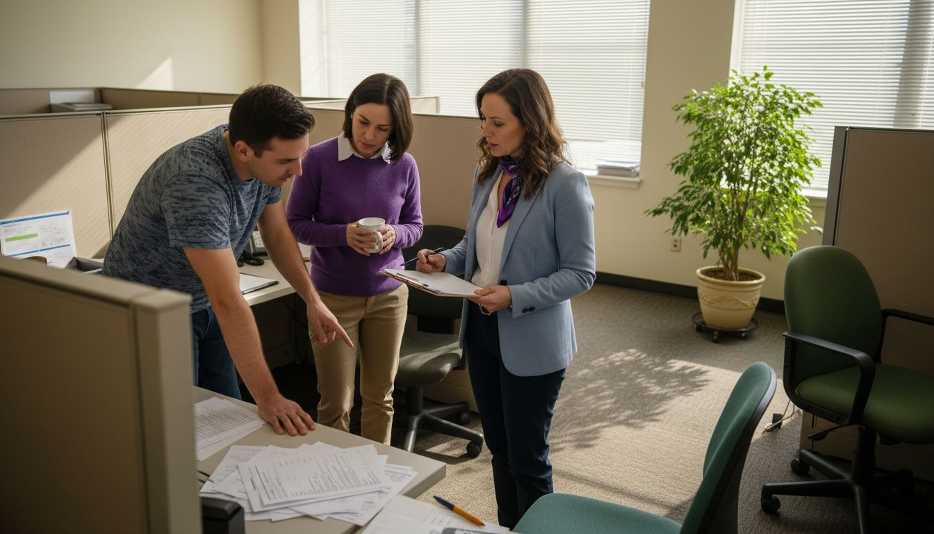 HR staff consulting employees about healthcare needs