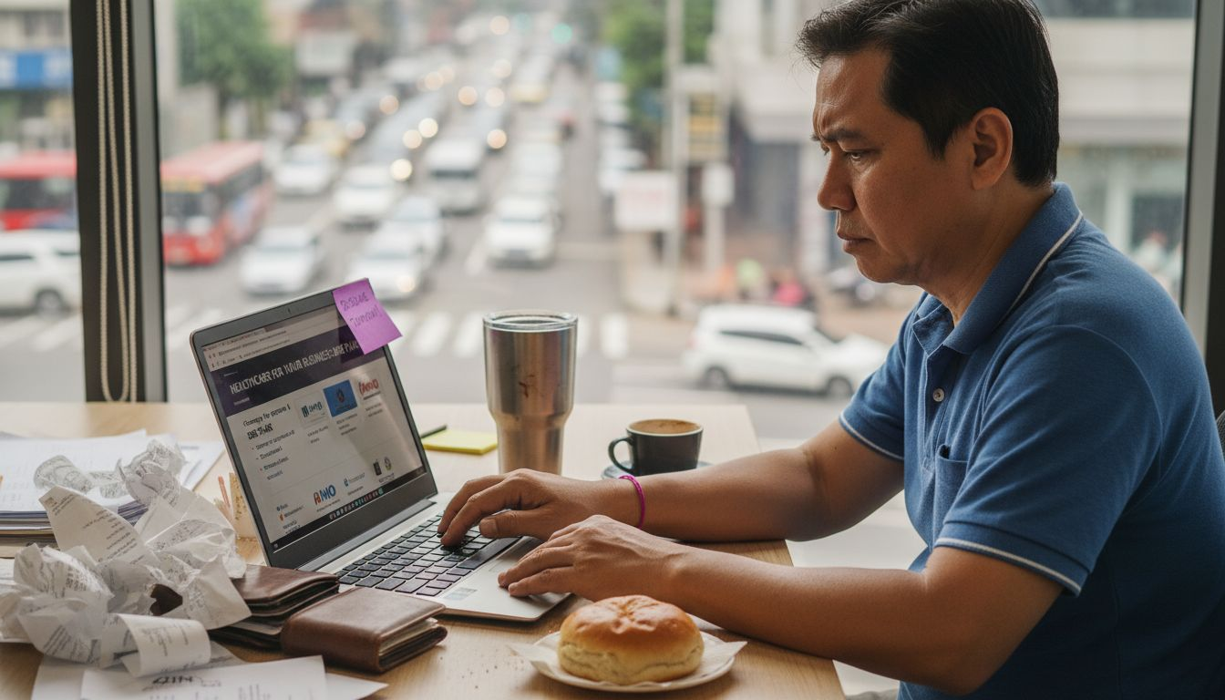 SME owner customizes HMO plan on laptop