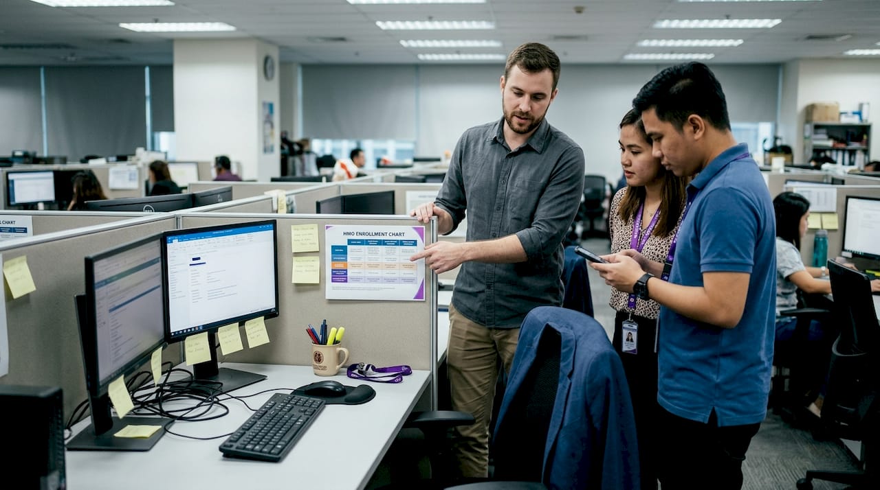 Call center team explains HMO options using chart