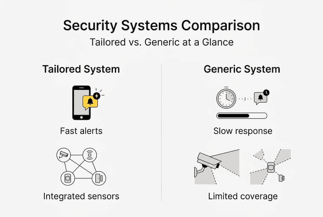 Infographic comparing tailored and generic security