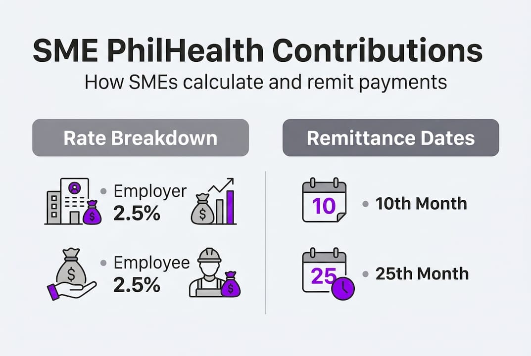 Infographic showing SME PhilHealth payment details