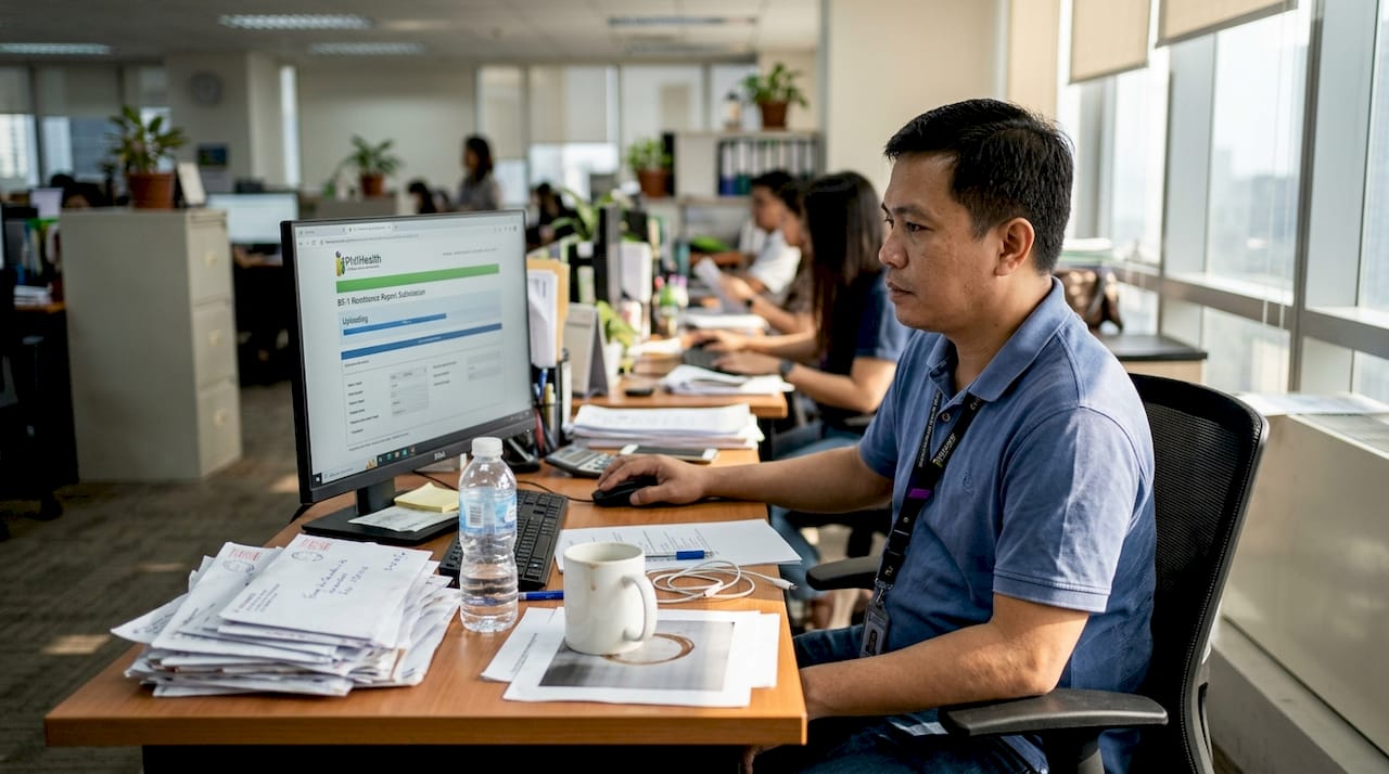 Payroll manager submitting PhilHealth remittance