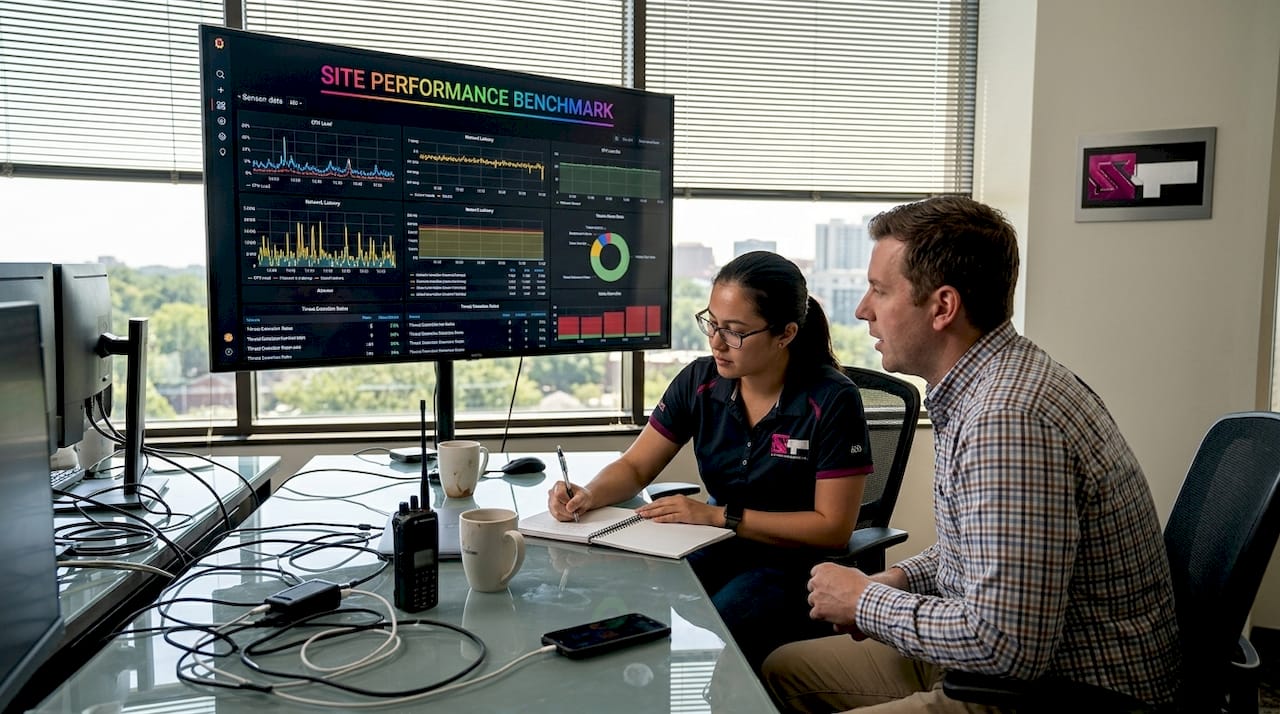 Security team reviews real sensor data dashboard