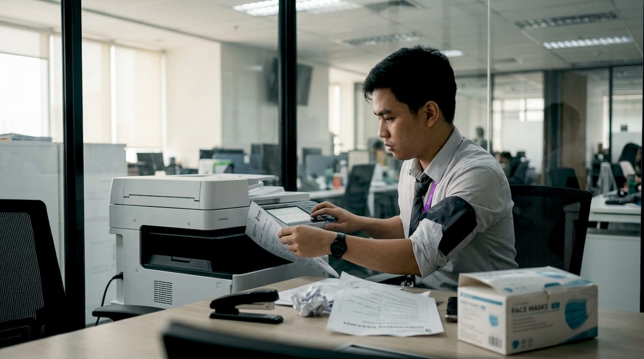 Employee preparing PhilHealth documents during onboarding