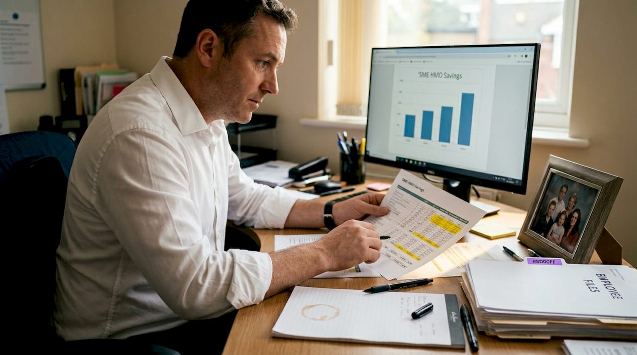 Business owner analyzes HMO ROI data