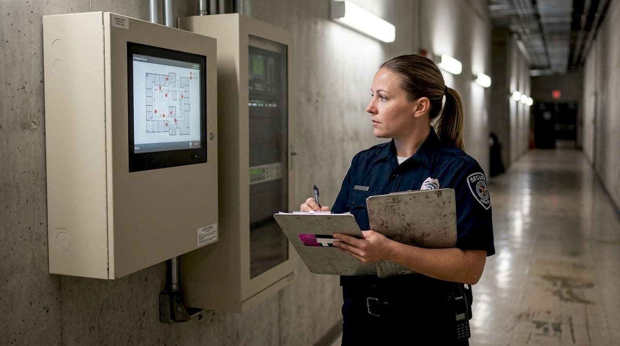 Security guard uses touchscreen sensor panel