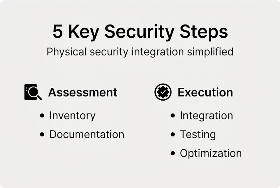 Infographic summarizing integration steps and categories