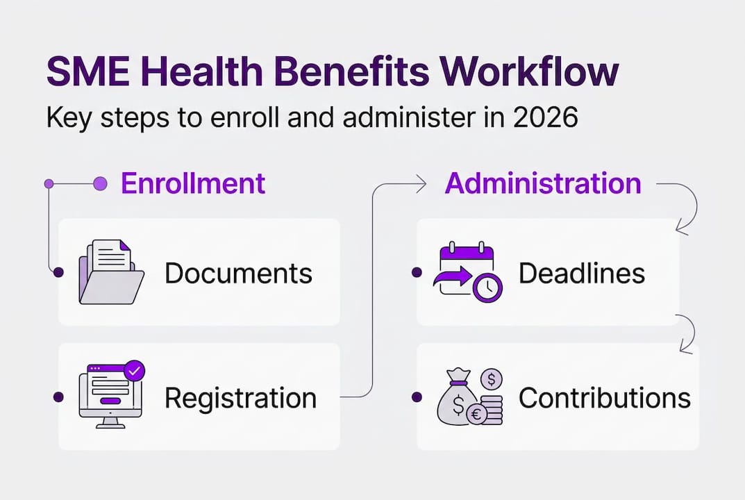 Infographic on SME health benefits workflow steps