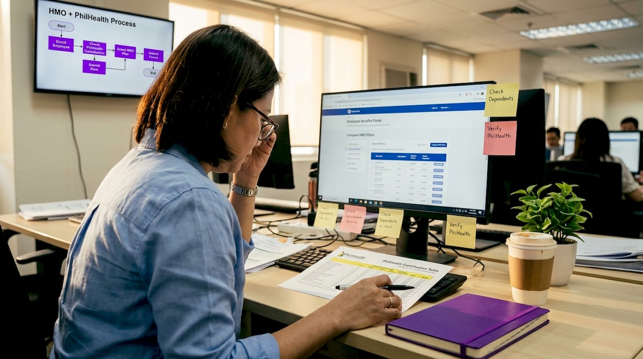 HR manager reviews PhilHealth and HMO process