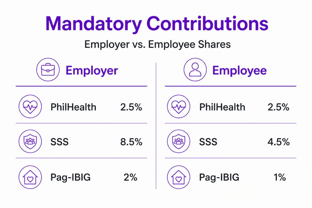 Infographic comparing employer and employee contributions