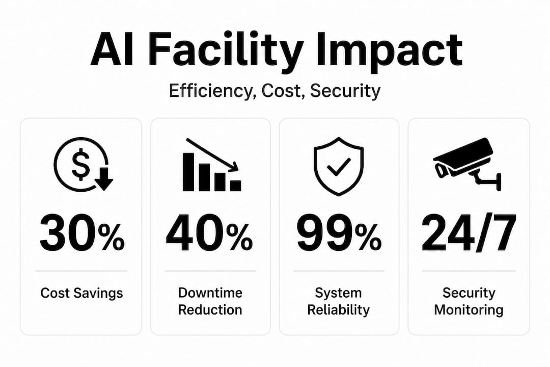 Infographic with AI facility management statistics
