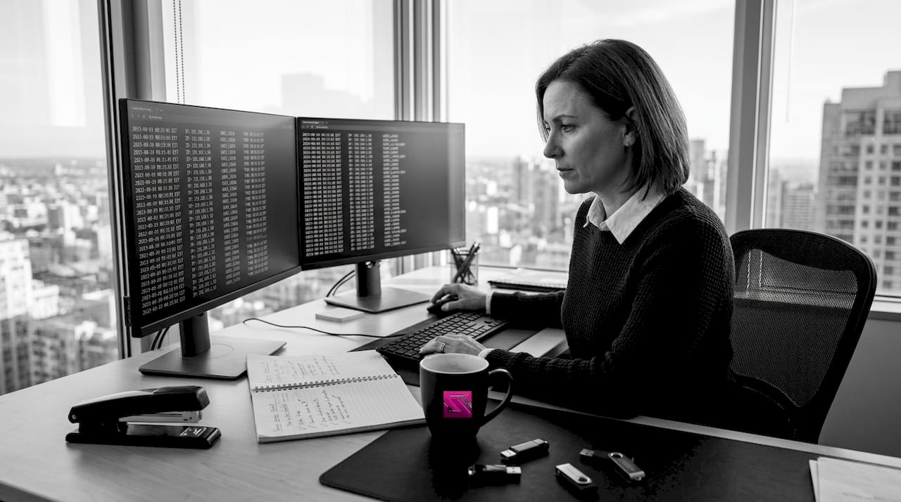 IT manager reviews adaptive security user logs