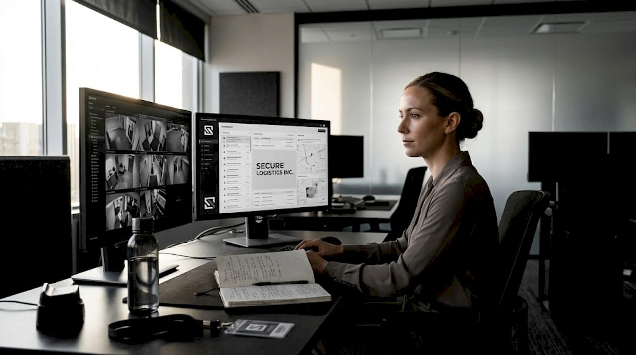 Security analyst reviewing live video feeds