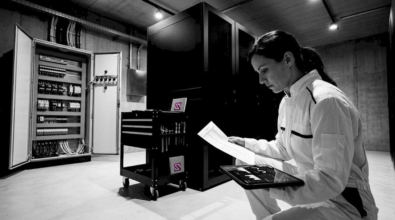 Engineer checks industrial anomaly log printout