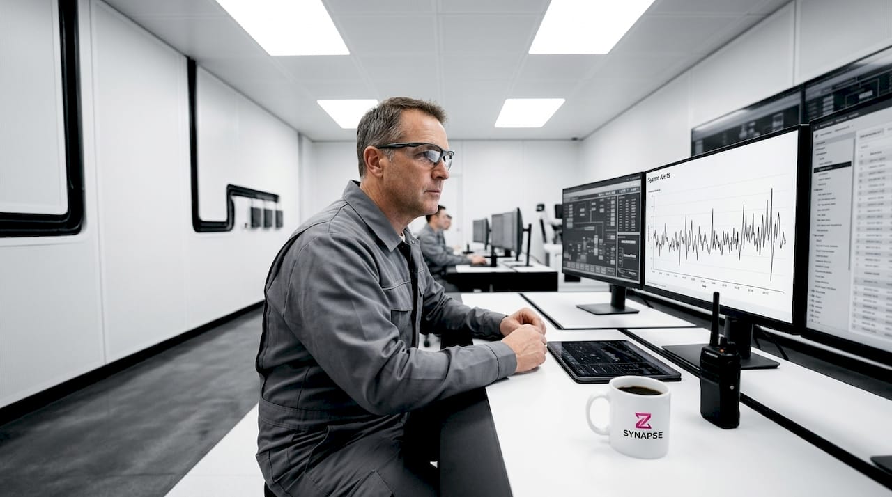 Plant operator watching anomaly detection screens
