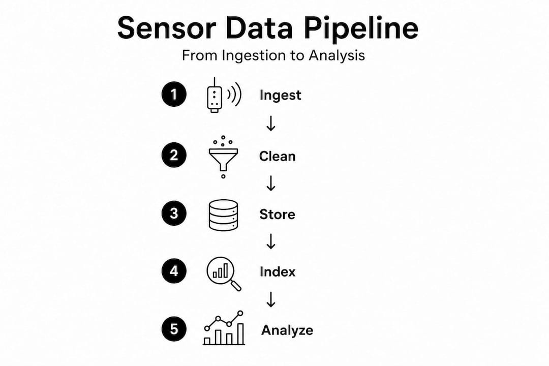Infographic outlining sensor data pipeline process steps