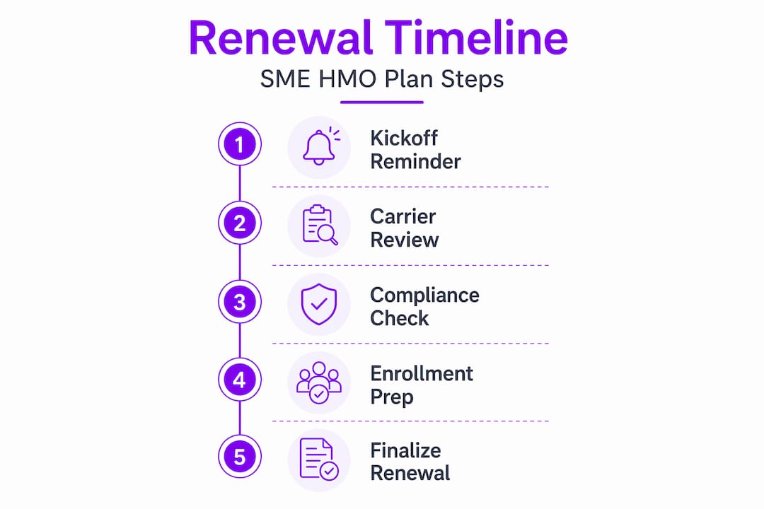 Infographic showing HMO renewal timeline steps