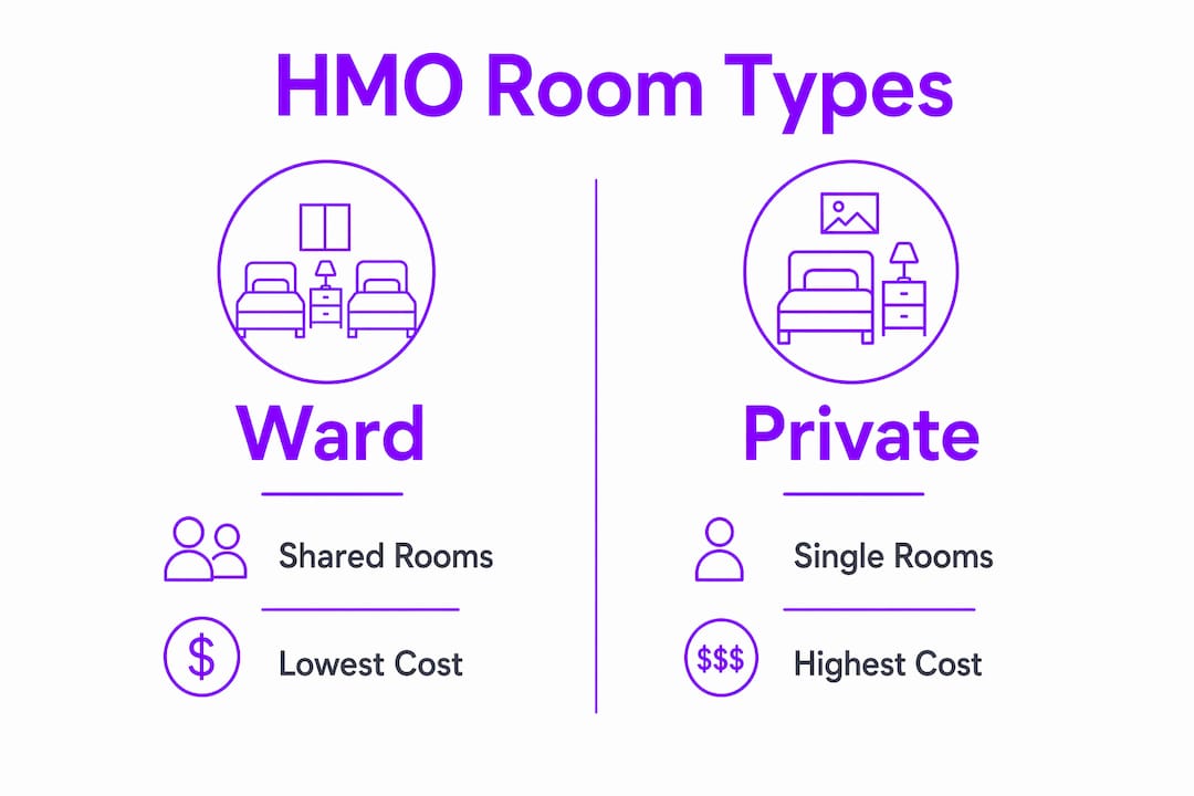 Infographic comparing HMO room types and costs