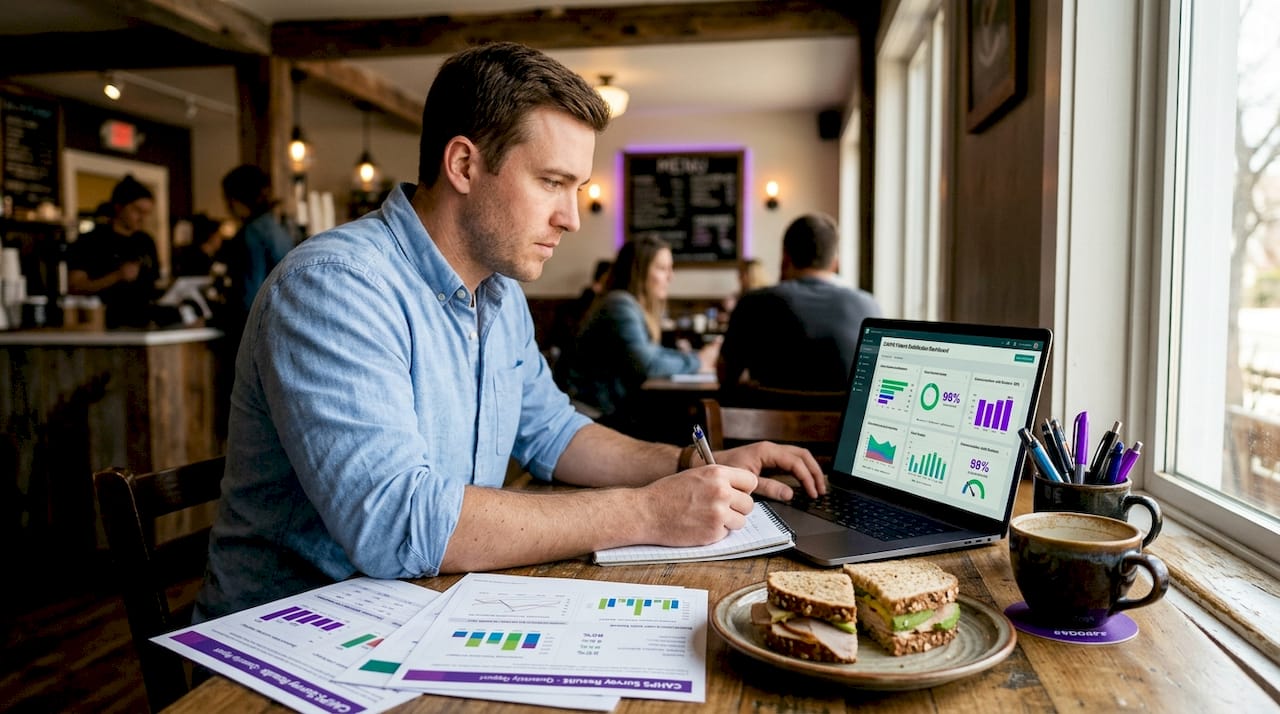 Man reviewing healthcare provider survey results