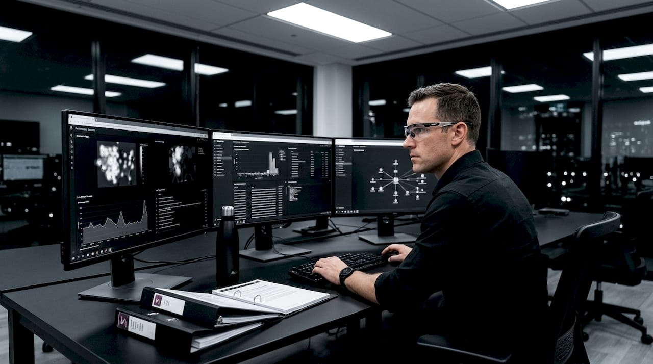 IT security analyst monitoring IoT system