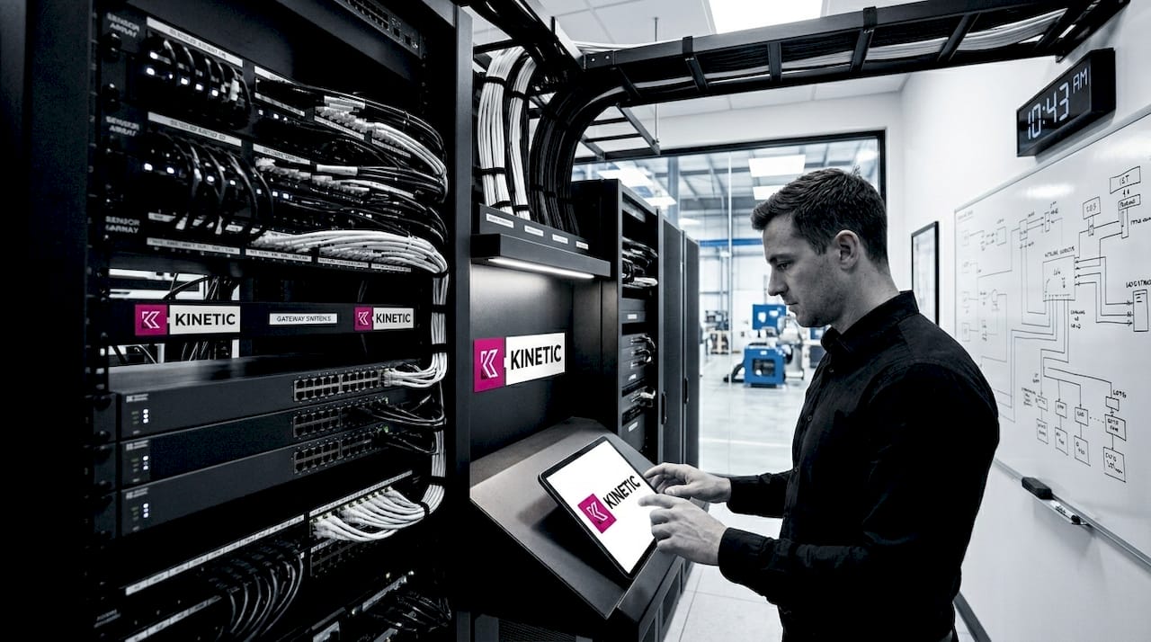 Technician managing IoT sensor network