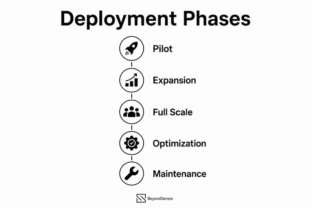 Infographic of sensor deployment phases