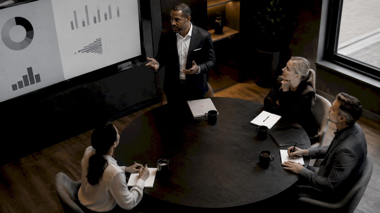 Executive presenting security audit findings