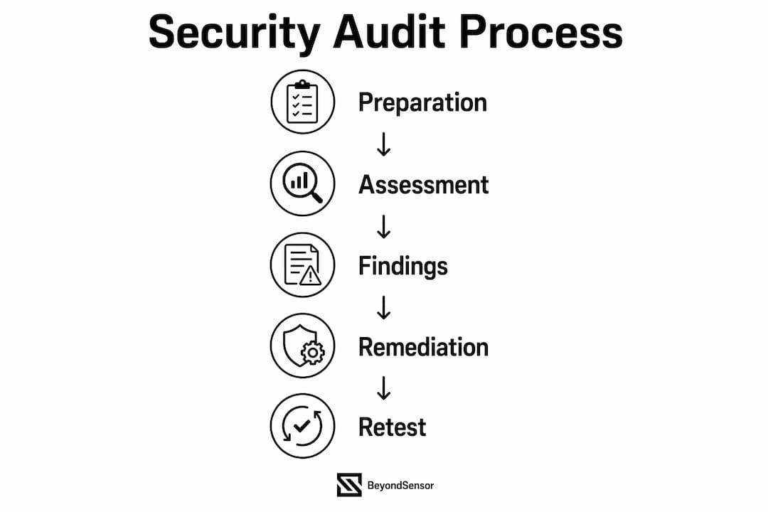 Infographic illustrating security audit process steps