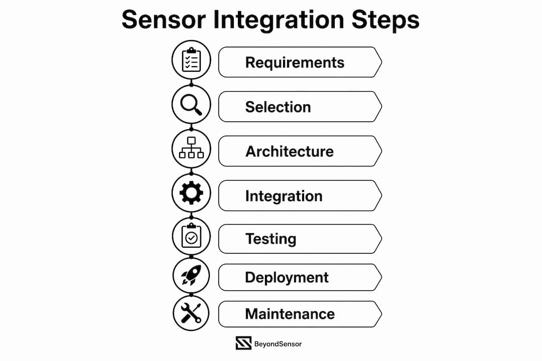 Infographic showing sensor integration process steps