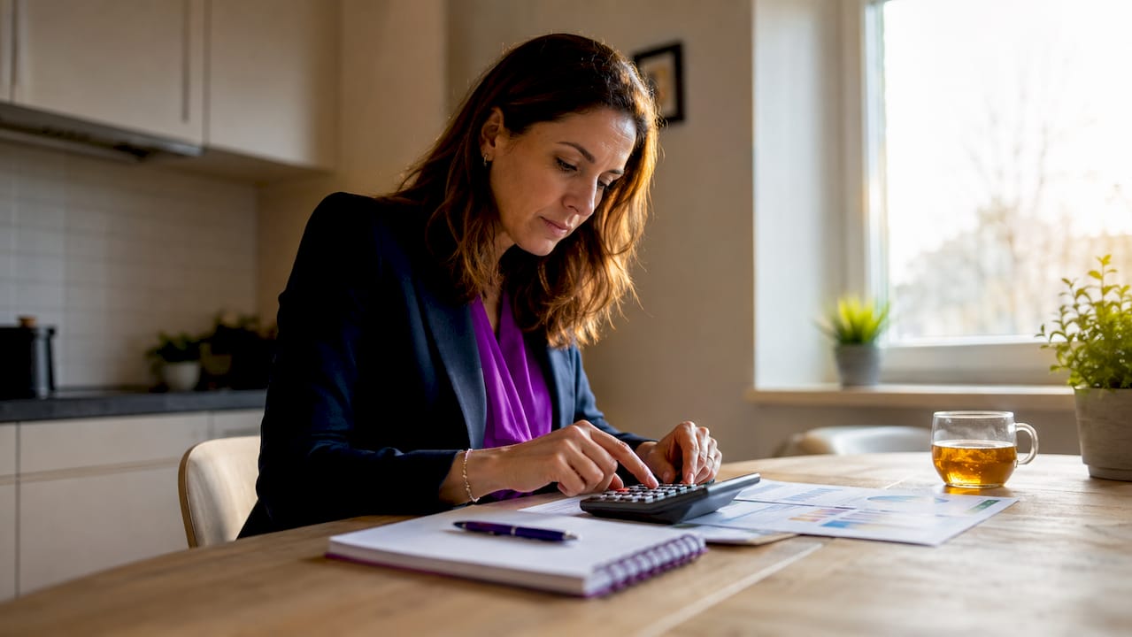 Hands calculating coinsurance payment with calculator