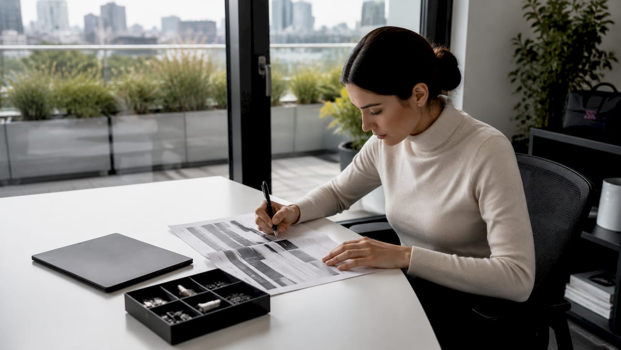 Engineer examining printed sensor data reports