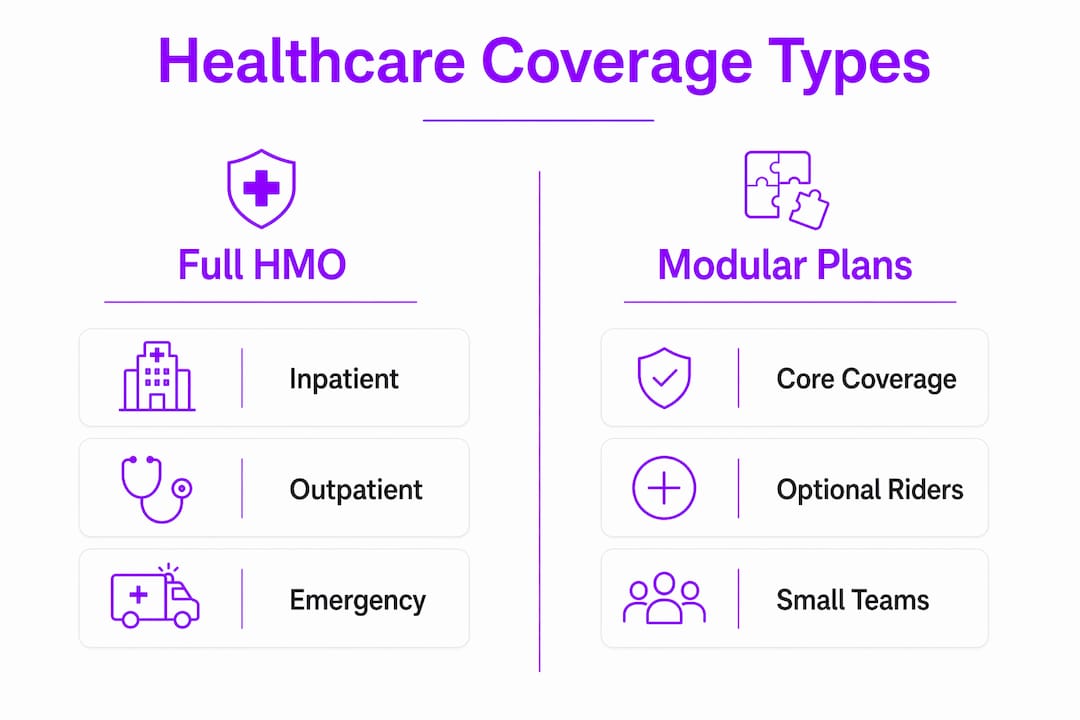 Infographic comparing full HMO and modular plans