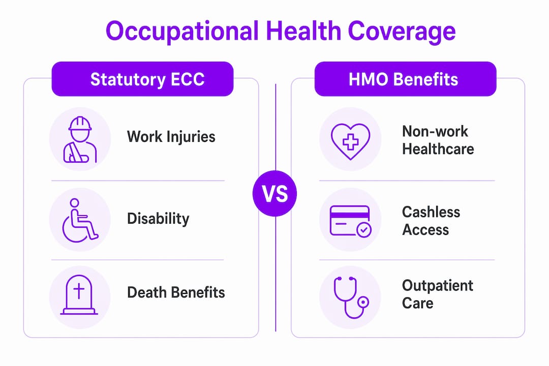 Infographic comparing statutory and HMO health coverage