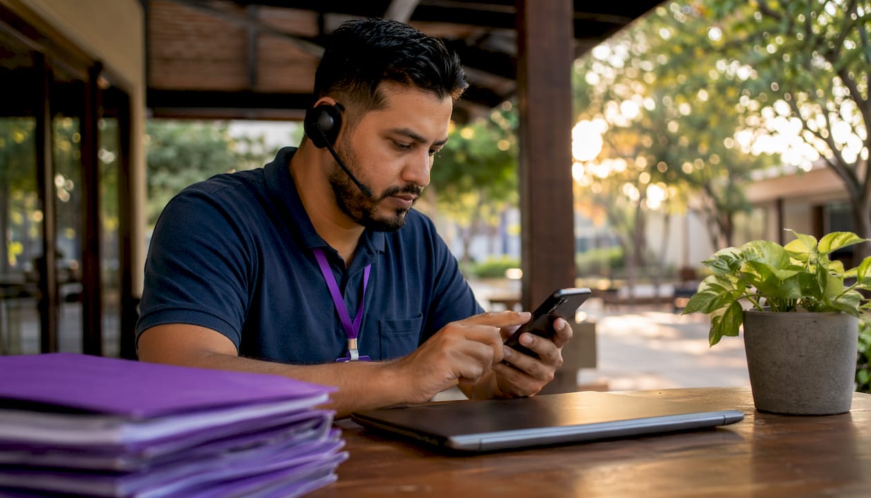 Healthcare coordinator managing emergency calls