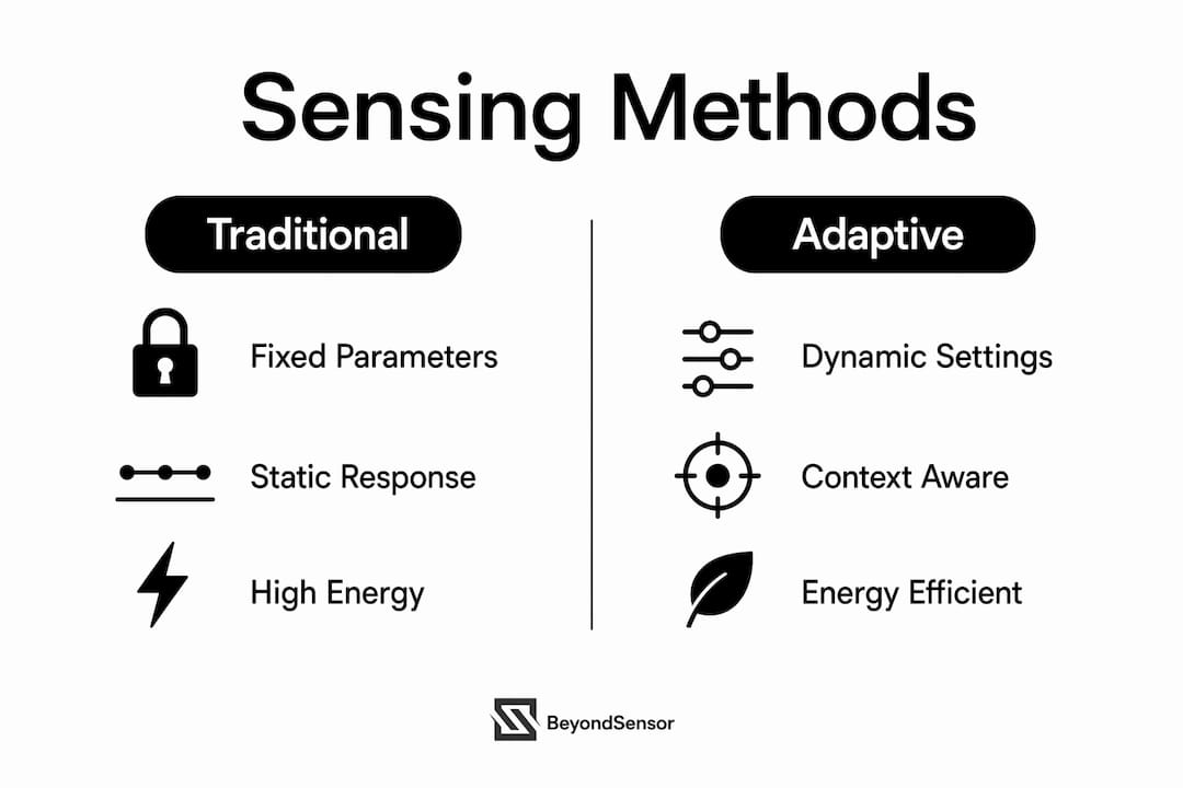 Comparison infographic of adaptive and traditional sensing