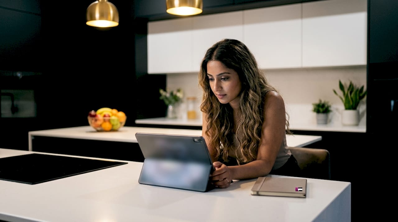 Woman analyzing environmental data on computer